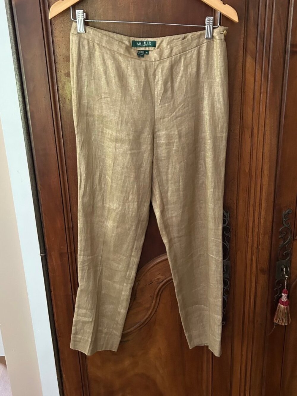 Lauren/Ralph Lauren tan linen pants, size 2P